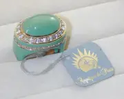 Angelique De Paris Gilt Sterling Green Resin Ring NWT 8.25+