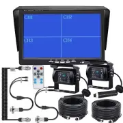 7" Split Monitor 2x CCD Reversing Camera + Suzy Coil Trailer Cable 12V 24V Truck