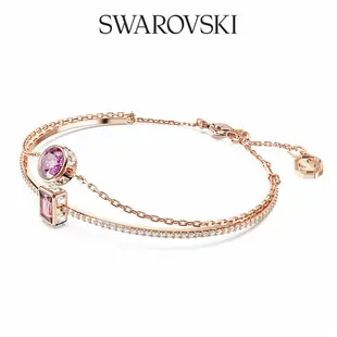 SWAROVSKI 施華洛世奇 Stilla 手鐲 混合式切割 粉紅色 鍍玫瑰金色調