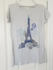 New Peter Alexander PJ Paris Eiffel Tower Grey Oversize T-shirt Top Size XS