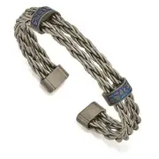 *BRAND NEW* Edward Mirell Titanium Brushed Blue Anodized Stations Cuff Bracelet
