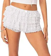 SGQTZDZQ Y2k Cute Ruffle Shorts, Multi-Layer Kawaii Lounge Lace Shorts, Daily Sweet Bloomer Cute Clothes