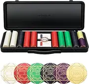 SLOWPLAY Nash Ceramic Poker Chips Set for Texas Hold'em, 500 PCS [with Numbered Values], 39mm & 10g Each | Features a High-end Chip case with Extra Durable German Polycarbonate Shell