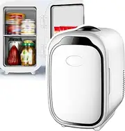 Makeup Fridge,Vehicle-Mounted Mini Refrigerator, Hot and Cold + Quiet and Energy-Saving+Dual Use at Home and in The Car, for Skincare, Foods, Medications,A