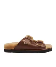 Chloé Nil Double-Strap Slides 36,37,38,39,40,41 Sooty Brown
