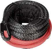10mm X 26m 22000LBs Synthetic Winch Rope Cable Rope with Black Protecing Sleeve for ATV UTV SUV (Black)(Black)