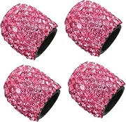 JECOMPRIS 4pcs Rhinestone Tire Valve Stem Caps Bling Car Decoration Sparkling Dustproof Valve Covers for Enhanced Tire Performance and Unique Luxury Look