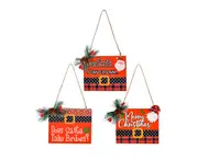 C105 3PCS Christmas Wooden Pendant Printing Belt Santa Claus Pendant Christmas Scene Decoration Christmas Ornaments