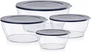 [Tupperware] Crystal Clear Store & Serve Collection Clearly Elegant 8 Piece Tritan/Copolyester Food Storage Container Set, Dishwasher Safe and BPA Free (4 Bowls, 4 Lids)