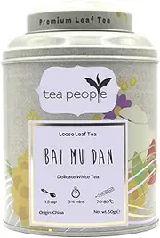 Tea People Bai Mu Dan, 50 g Loose Leaf Tea in Tin Caddy