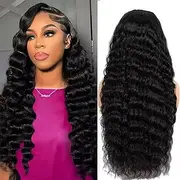 OLFORY Deep Wave Lace Front Wigs for Women 13x4 HD Transparent Pre Cut 200% Density Glueless Natural Color 26 Inches