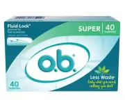 O.B. Fluid-Lock No Applicator Tampons, Super, 40 count each