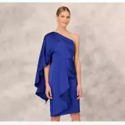 Aidan Mattox One-Shoulder Satin Draped Sheath Dress Size 4 NWT