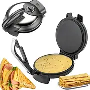 1500W Electric Tortilla Maker, 12'' Non-Stick Crepe and Pancake Maker with Adjustable Temperature & Handle, Double-Sided Heating Roti Maker, Multi-Function Chapati Maker for Restaurants Snack Bars