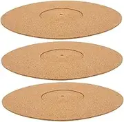 COLLBATH 3pcs Vintage Cork Turntable Mat Static Slipmat for Record Players Reduces Noise Enhances Bass Non Slip Design for Music Enthusiasts