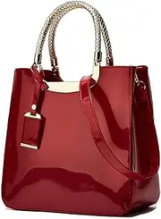 [ZiMing] Patent Leather Handbags Purse for Women Satchel Square Handbag Evening Bags Top Handle Bag Shoulder Bag Gorgeous Bag