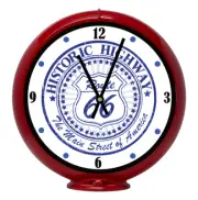 Route 66 Blue, Red Non-Lighted Gas Pump Globe Advertising Quartz Clock