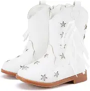 [BMCiTYBM] Toddler Girls Cowgirl Boots Little Kids Mid Calf Western Cowboy Pointed Toe Riding Shoes Tassels Glitter