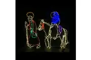 Christmas LED Motif Mary Riding Donkey with Joseph Nativity 93 x 101cm Indoor Outdoor Display Sign