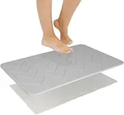 Algodon 60x39cm Dri Bath Stone/Mat Light Grey Bathroom/Shower Water Absorbing