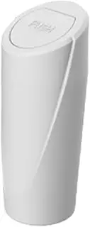 Vehicle Trash Receptacle with Cup Holder - Compact Car Garbage Bin for Organization, White