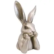 LVD Polyresin Sculpture Hare Contemplating Figurine Home Decor Gold Small