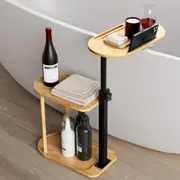 ACA 3 Layer Bathroom Bathtub caddy Tray Freestanding Height Adjustable Table C-shaped Storage Rack