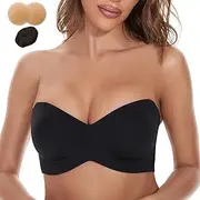 [vinnercoco] Strapless Bras for Women Plus Size, Minimizer Underwire Unlined Seamless Bra for Big Bust Unpadded Bandeau Bra