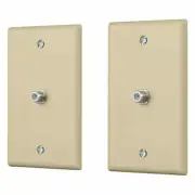 Wall Plate 1-Gang For RG6 RG59 Coax Coaxial Cable TV Jack Data Line Ivory-2 pcs