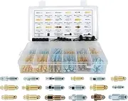 90 PCS 18 Types Brake Caliper & Wheel Cylinder Bleeder Screw Brake Valve Screw Assortment with 15pcs Dust Caps, Standard SAE & Metric Bleeding Screws Bleed Kit Replace 30300