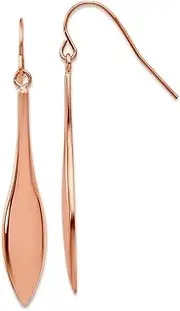 [JewelryWeb] Stainless Steel Shepherd hook Polished Rose Ip Dangle Shepherds-Hook Earrings 8.5mm Wide-Dangle Earring for Women