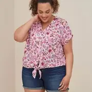 Torrid pink floral tie front blouse NWT size 2X