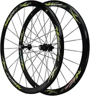 Road Bike Wheelset 700C Road Bike Wheelset， Bicycle Wheel Double Wall Rim Racing Bike Wheel for 7 8 9 10 11 12-Speed， for C/V Brakes/Rim Brakes QR(Green)