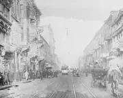 German cavalry trooper on Piotrkowska Street in Lodz World War I 8x10 Photo