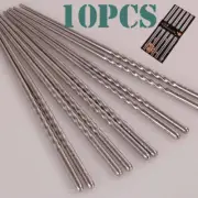 5 Pair Reusable Chopsticks Metal Korean Chinese Stainless Steel Chop Sticks Kit