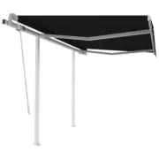 Patio Awning With Posts Manual Retractable Canopy 3x2.5m Outdoor Anti UV Shade