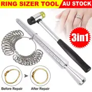 Ring Sizer Size Adjuster Gauge Tool Finger Measuring Kit Metal Stick Mandrel Set