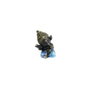 10cm Ganesh in Shiny Blue Finish - Sitting and Resting Pose Décor