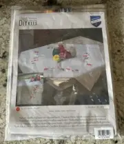 Vervaco Veruaca DiY Embroidery Kit Violets Runner Table Cloth Red Purple Yellow