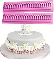 HengKe 2 Pieces Border Silicone Fondant Baking Cake Moldes,Pleated lace Waves Mold forCake Decorating,Sugarcraft,Chocolate, Cupcake Topper,Pastry,Polymer Clay, Wax Making Crafting Projects