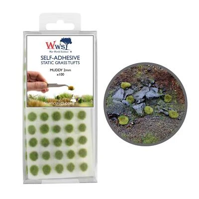 WWS Static Grass Tufts x 100 – Muddy, 2mm – Model Railway Wargame Scenery
