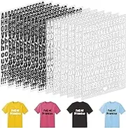 12 Sheets 2088 Pcs Iron on Letters and Numbers for Clothing 1 Inch Vinyl Iron on Letter Small Alphabet Number PU Heat Transfer Stickers for T-Shirt Fabric Jersey DIY Crafts (Black and White)