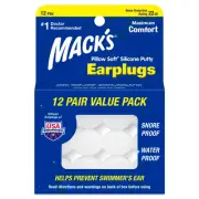 Mack's Pillow Soft Silicone Earplugs 12 Pair Original Moldable Silicone Putty