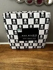 Max StudioKingSheets Black & White Checkered Skulls & Crossbones Halloween