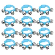 12 Pcs Wrist Bells, Jingle Bells Christmas Hand Bells with 4 Bells Blue