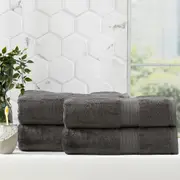 4x Renee Taylor Stella Bath Sheet/Towel 160cm Soft Bamboo Cotton 650GSM Charcoal
