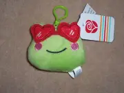 NEW, AMERICAN GREETINGS WHAT'S HOPPENING? PLUSH FROG BACKPACK CLIP, 3"