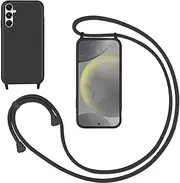 GoodcAcy Mobile Phone Lanyard Case for Samsung Galaxy A14, Smartphone Necklace Case with Strap, Protective Case with Chain for Hanging, Liquid Silicone Case for Samsung Galaxy A14, Black