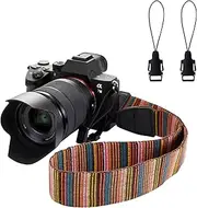 WANBY Weave Camera Canvas Neck Shoulder Camera Strap with Quick Release Buckles Vintage Print Soft Camera Straps for Women Men All DSLR SLR Cameras (Multicolor)