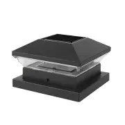 LED Solar Post Light 3000K+6000K Outdoor Transparent Garden Fence Villa Gate Post Lamp Courtyard Wall Lace Column Lamp